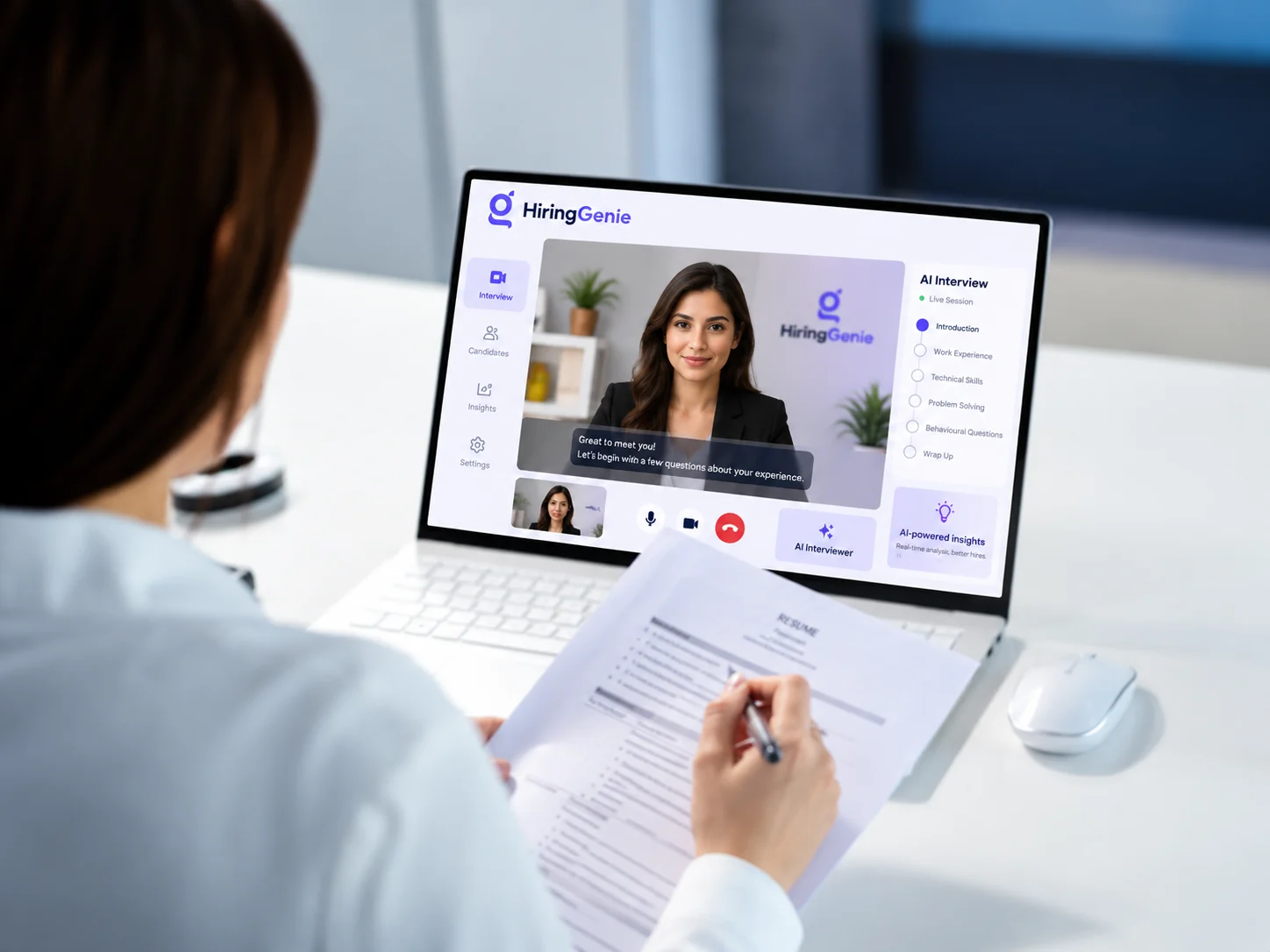A recruiter watching a HiringGenie AI interview session